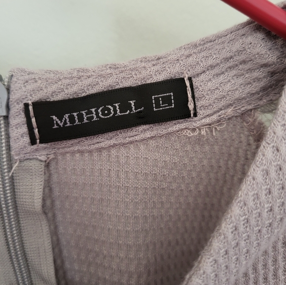 💥3 For $20💥 Miholl Women Large Waffle Knit Lace Balloon Long Sleeve Gray - Picture 6 of 6